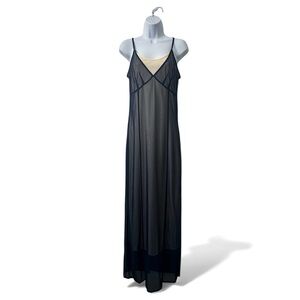 Kookai Sheer Sleeveless Slip Dress Navy XS Parisian Fairy Grunge Goth Scandi